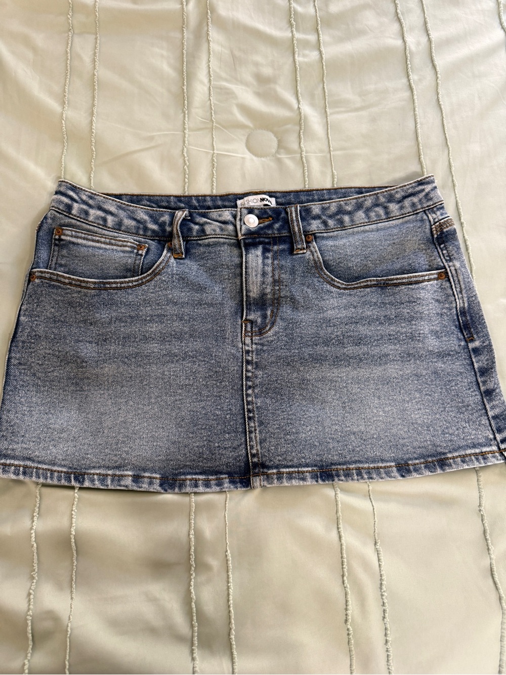 Fashion Nova Light Wash Denim Mini Skirt